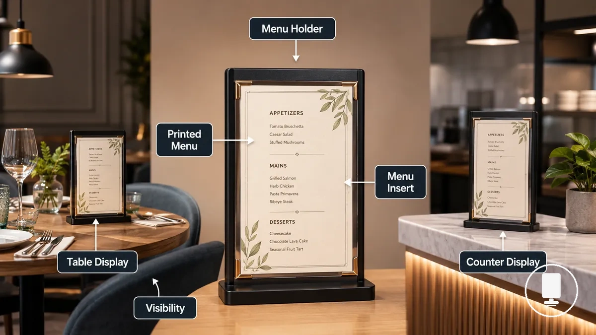 Porte-menus de restaurant utilisés pour l affichage des menus sur table et au comptoir